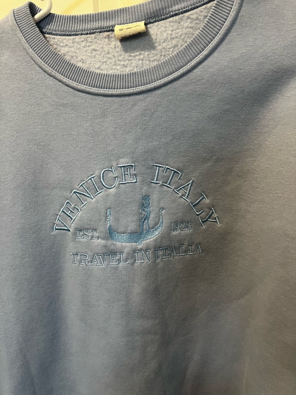 Italian Embroidered Venice Light Blue Venice Italy Embroidered  Sweatshirt